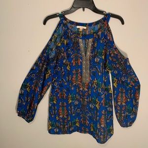 Blue Multi-Colored Boutique Blouse